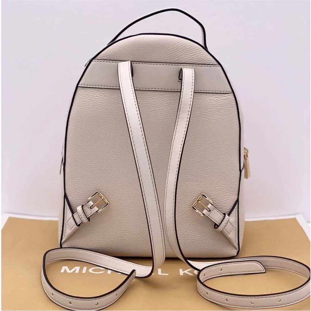 Michael Kors Valerie Medium Light Cream Pebbled Leather Backpack